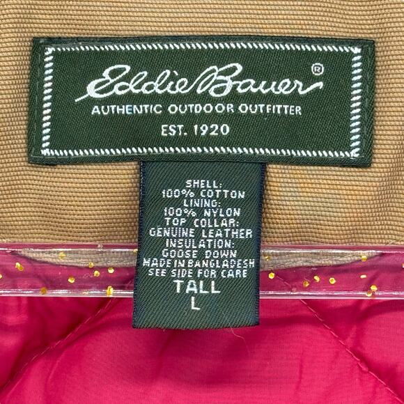 Eddie Bauer Men's Chore Coat SZ Large Tall Field Jacket Distressed Goose Down - Picture 9 of 16